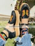 zj00673 Plataforma Artesanales Color Negro Con Bordado Con Hebilla De Tacon Mujer De Piel Sahuayo Michoacan mayoreo fabricante de calzado zapatos (2)