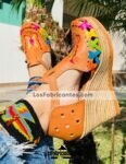 zj00718 Huarache artesanal plataforma mujer mayoreo fabricante calzado zapatos proveedor (1)