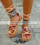 zj00715 Huarache artesanal piso mujer mayoreo fabricante calzado zapatos proveedor sandalias taller maquilador