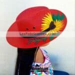 aj00077 Sombrero pintado a mano con diseño de girasol artesanal mujer mayoreo fabricante proveedor ropa taller maquilador