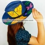 aj00078 Sombrero pintado a mano con diseño de mariposa artesanal mujer mayoreo fabricante proveedor ropa taller maquilador