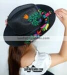 aj00080 Sombrero pintado a mano con diseño de flores artesanal mujer mayoreo fabricante proveedor ropa taller maquilador