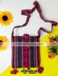bj00070 Morral bolsa de mano artesanal rosa medida 25.5×21 cm con pomponmayoreo fabricante proveedor taller maquilador (1)