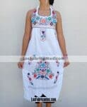rj00428 Vestido bordado a mano blanco artesanal mujer mayoreo fabricante proveedor ropa taller maquilador