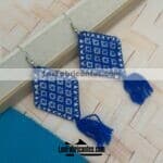 aj00101 Par de aretes artesanales bordados a mano con forma de rombo color azul mayoreo fabricante proveedor taller maquilador (1)