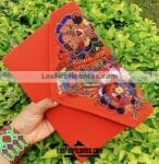 bs00060 Bolsa de mano artesanal bordada en telar de cintura color naranjamayoreo fabricante proveedor taller maquilador (1)