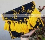 bs00075 Bolsa cartera artesanal bordada con pompones color amarillo mayoreo fabricante proveedor taller maquilador (1)