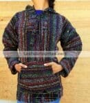 rs00149 Sueter jorongo jerga poncho con canguro colores artesanal Unisex mayoreo fabricante proveedor ropa taller maquilador