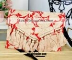 bj00147 Bolsa cartera artesanal bordada de pompones color rojomayoreo fabricante proveedor taller maquilador (1)