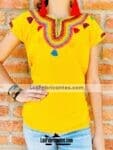 rj00572 Blusa artesanal bordada a mano de manta color amarillomayoreo fabricante proveedor taller maquilador (1)