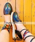 zj00845 Huaraches artesanales color negro tipo alpargata bordado de atrapasueños de piso mujer mayoreo fabricante calzado zapatos proveedor sandalias taller maquilador
