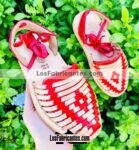 zs00873 Huaraches artesanales tipo alpargata color rojo tejido dorado de piso infantil mayoreo fabricante calzado zapatos proveedor sandalias taller maquilador(1)