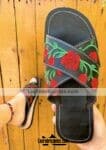 zs00910 Huaraches artesanales cruzado color negro bordado de rosas de piso mujer mayoreo fabricante calzado zapatos proveedor sandalias taller maquilador (1)