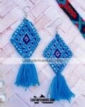 as00111 Lote de 10 pares aretes artesanales bordados a mano de manta color azulmayoreo fabricante proveedor taller maquilador (1)
