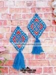 as00116 Lote de 10 pares aretes artesanales bordados a mano de manta color azulmayoreo fabricante proveedor taller maquilador (1)