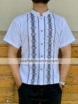 rj00632 Camisa guayabera de manta color blanco artesanal hombre mayoreo fabricante proveedor ropa taller maquilador