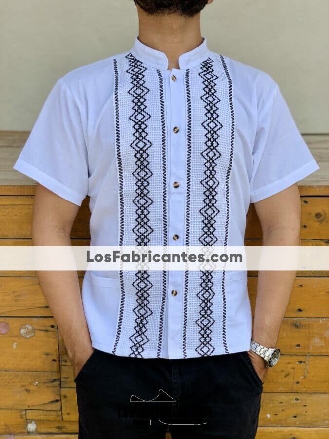 Admitir desesperación Querido rj00632 Camisa guayabera de manta color blanco artesanal mexicano para  hombre hecho en Chiapas mayoreo fabrica - LosFabricantes.com