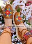 zj00858 Huaraches artesanales color cafe tipo alpargata bordado de flores de piso mujer mayoreo fabricante calzado zapatos proveedor sandalias taller maquilador