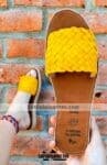 zs00915 Huaraches artesanales trenza color amarillo de piso mujer mayoreo fabricante calzado zapatos proveedor sandalias taller maquilador