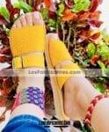 zs00926 Huaraches artesanales color amarillo diseño de troquel de piso mujer mayoreo fabricante calzado zapatos proveedor sandalias taller maquilador
