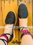 zs00942 Huaraches artesanales tipo alpargata color negro y diseño de troquel con flor de piso mujer mayoreo fabricante calzado zapatos proveedor sandalias taller maquilador (1)
