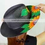 aj00179 Lote de 3 piezas sombrero pintado a mano artesanal con diseño de girasol mayoreo fabricante proveedor ropa taller maquilador
