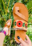 zj00878 Huaraches artesanales color nuez bordado de flores de piso mujer mayoreo fabricante calzado zapatos proveedor sandalias taller maquilador (1)