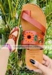 zj00879 Huaraches artesanales color ladrillo bordado de flores de piso mujer mayoreo fabricante calzado zapatos proveedor sandalias taller maquilador