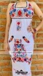 j00668 Vestido artesanal mexicano para mujer hecho en Chiapas color blanco mayoreo fabrica