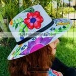 aj00200 sombrero artesanal pintado a mano diseño de flores mayoreo fabricante proveedor ropa taller maquilador