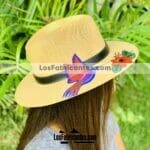 aj00205 sombrero artesanal sombrero pintado a mano diseño de colibri mayoreo fabricante proveedor ropa taller maquilador