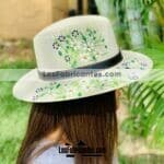 aj00207 sombrero artesanal diseño de flores blanco mayoreo fabricante proveedor ropa taller maquilador