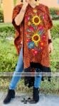 rj00775 Gabán Color Naranja de tela acrilan para dama bordado de flores hecho en Chiapas México mayoreo fabricante proveedor taller maquilador (1) (1)