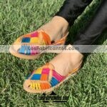 zj00959Huaraches Artesanales Piso Para MujerTanBordado de colores mayoreo fabricante calzado zapatos proveedor sandalias taller maquilador
