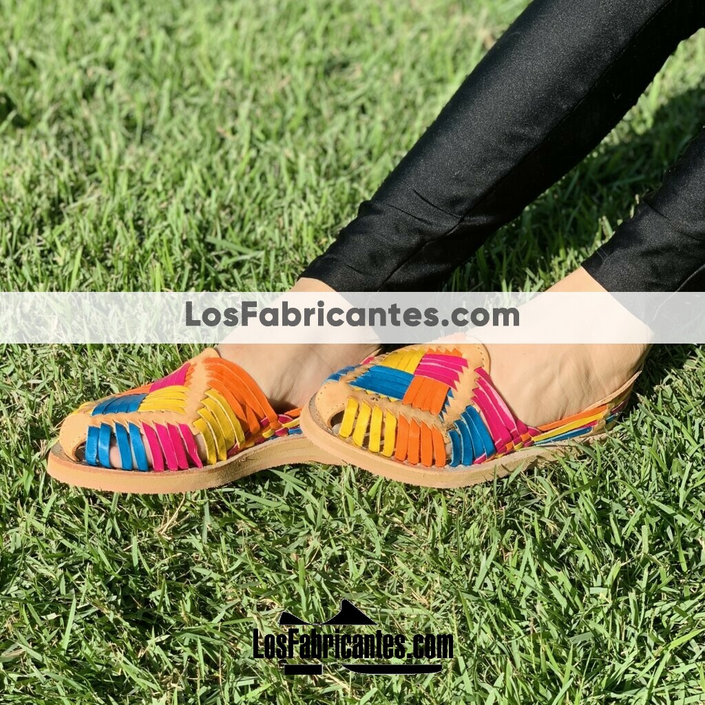 zj00959Huaraches Artesanales Piso Para MujerTanBordado de colores mayoreo fabricante calzado zapatos proveedor sandalias taller maquilador(2)