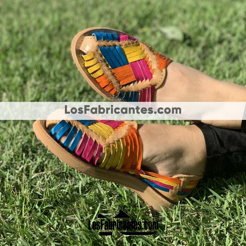 zj00959Huaraches Artesanales Piso Para MujerTanBordado de colores mayoreo fabricante calzado zapatos proveedor sandalias taller maquilador(3)