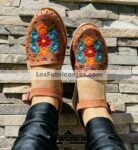 ZJ00971 Huaraches Artesanales Piso Para Mujer Café Flores mayoreo fabricante calzado zapatos proveedor (1)