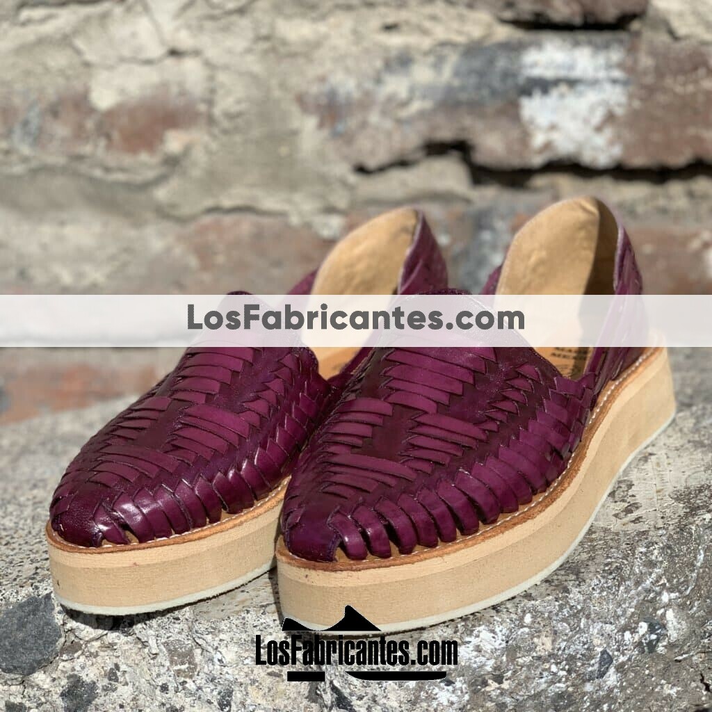 zs01053 Huaraches Artesanales Con Plataforma Vino Tejido mayoreo fabricante calzado (4)
