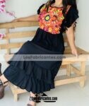 rn00062 Vestido Pechera de Flores Bordadas a Maquina fabricante taller maquilador (1)