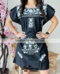 rj00436 Vestido bordado a mano negro artesanal mujer mayoreo fabricante proveedor ropa taller (1)