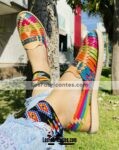 zj01009 Huaraches Artesanales Piso Para Mujer Beige Tiras de Colores mayoreo fabricante calzado (3)
