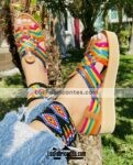 ZS01050 Huaraches Artesanales Piso Para Mujer Tan Tiras multicolor mayoreo fabricante calzado zapatos proveedor (1)