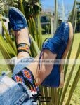 zj00040 Huarache artesanal piel azul rey agujeta piso mujer mayoreo fabricante calzado zapatos (1)