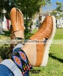 zs00939 Huaraches artesanales tejido color camel de piso mujer mayoreo fabricante calzado (1)