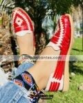 zs01061 Huaraches Artesanales Piso Para Mujer Rojo Rombo Tejido mayoreo fabricante calzado (4)