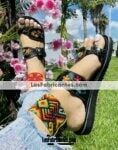 Ze00034 Huaraches Artesanales Piso Para Mujer Negro Bordado Flores Tenza En Dedo Mayoreo Fabricante Calzado (3)